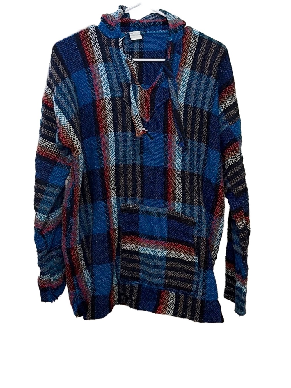 Men's Blue Plaid Baja Hoodie Sweater